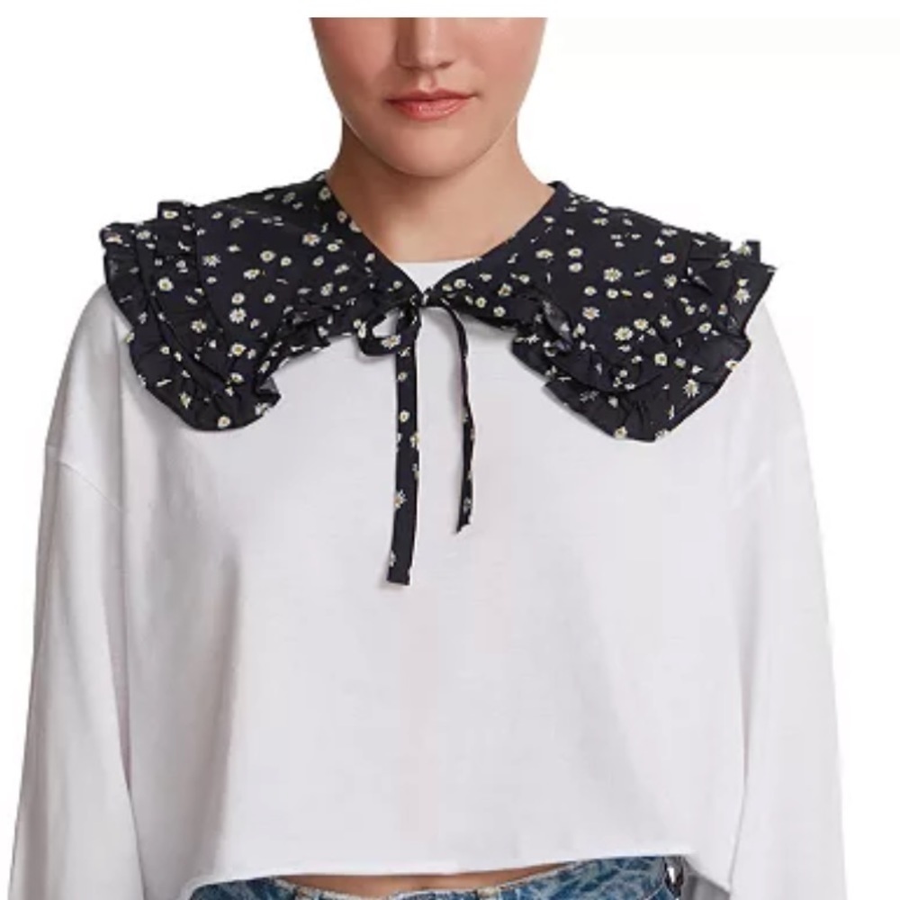 New Steve Madden Tiered Floral Cotton Collar, color blue Tiered Floral, …
